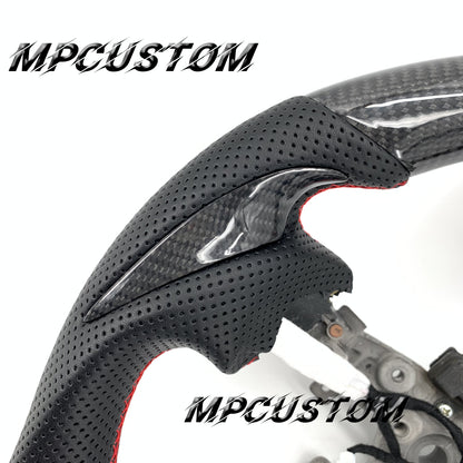 Mpcustom for Nissan 370z Juke z34 carbon fiber steering wheel gloss and red stitching