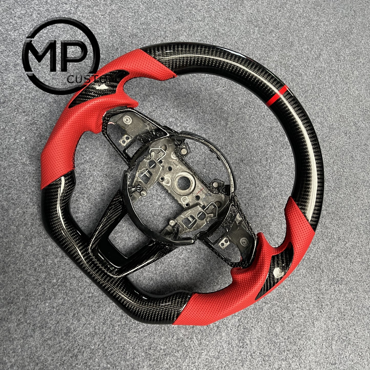 MPCUSTOM Fit For Acura TLX TYPE S 2021-2022 carbon fiber steering wheel red perforated leather red center line thumb grips