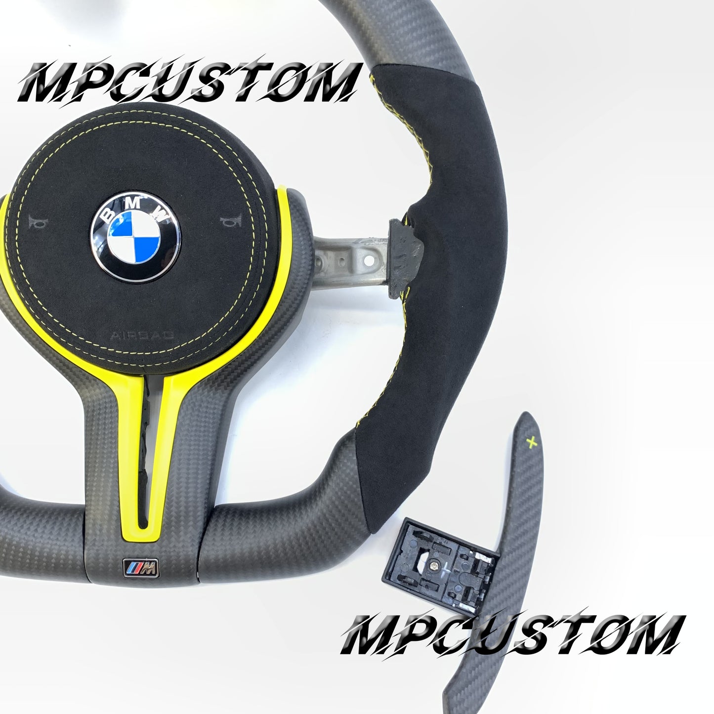Mpcustom for BMW 7 series F01/F02/F03 carbon fiber steering wheel yellow stripe line