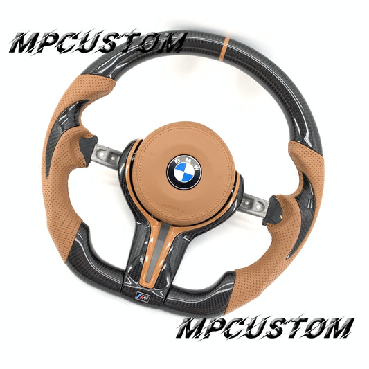 Mpcustom for BMW 5 series F10/F11 carbon fiber steering wheel brown stripe line