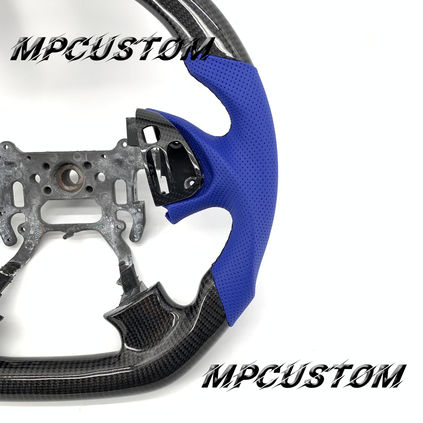 Mpcustom for Acura TL 2004-2006 carbon fiber steering wheel blue perforated leather
