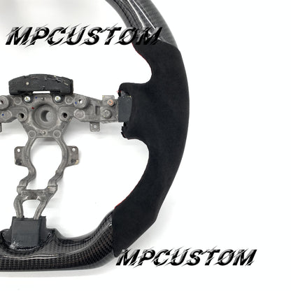 Mpcustom for Nissan 370z Juke z34 carbon fiber steering wheel red stripe line and red stitching