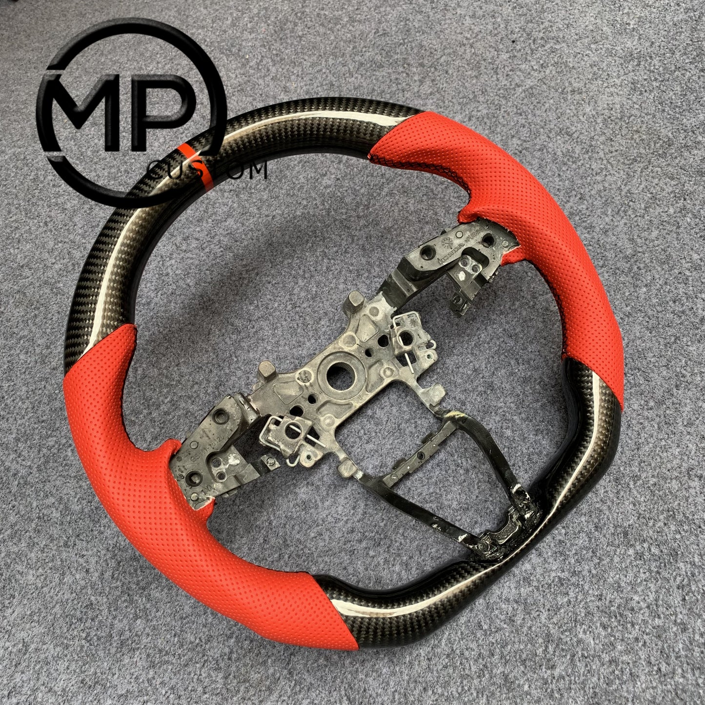 MPCUSTOM Fit For Honda 10th gen Accord/EXL EX LX 2018-2022/Insight 2019-2021 carbon fiber steering wheel red perforated leather red center line