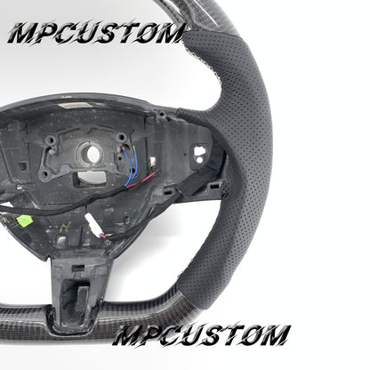 Mpcustom for Jaguar XF X250 2008-2011 carbon fiber steering wheel white stitching