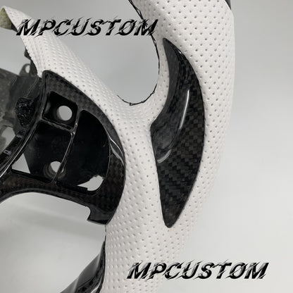 Mpcustom Acura ILX A-Spec 2013-2022 carbon fiber steering wheel white perforated leather