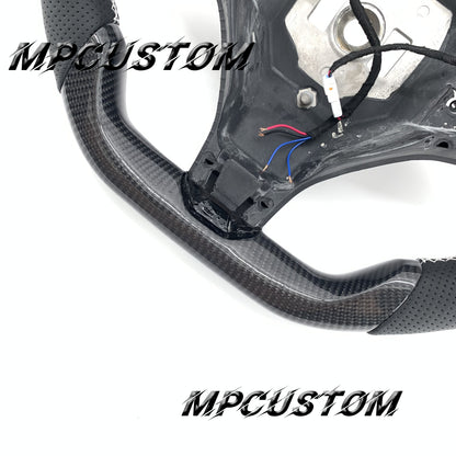 Mpcustom for Tesla model S X carbon fiber steering wheel gloss and white stitching