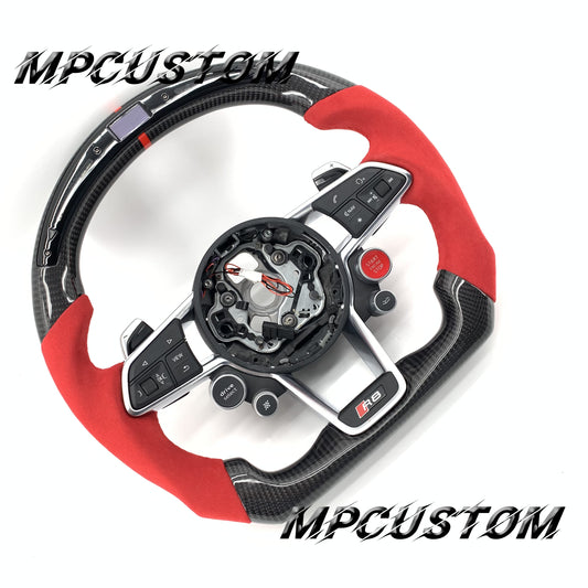 Mpcustom for Audi new R8 2016+ carbon fiber steering wheel red stripe line