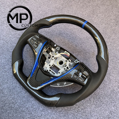 MPCUSTOM Fit For Acura MDX 2018-2022/TLX TYPE S 2015-2018 carbon fiber steering wheel black perforated leather blue center line