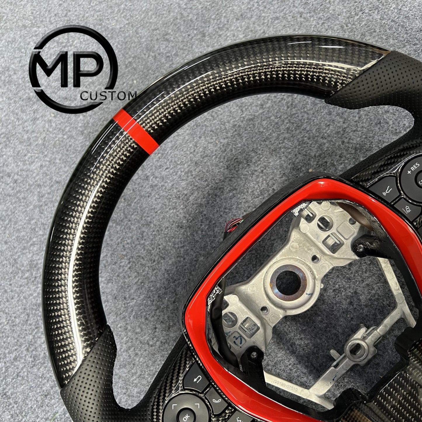 MPCUSTOM Fit For Toyota 8th gen Camry se xse le xle 2018-2022/Avalon 2018-2022 carbon fiber steering wheel black perforated leather red center line