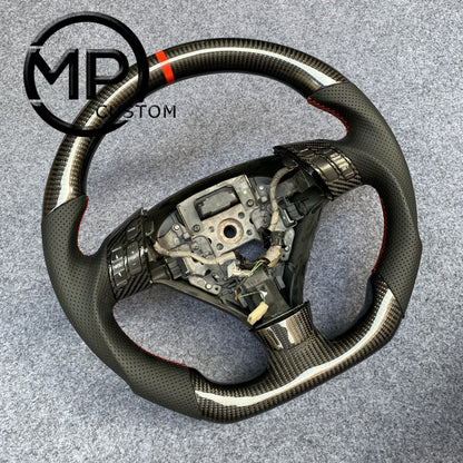 MPCUSTOM Fit For Honda 7th gen&nbsp; Accord Sedan TESTED LX 2003-2007/Inspire/Accord UC1 UC3 CM5 CM6 carbon fiber steering wheel black perforated leather red center line