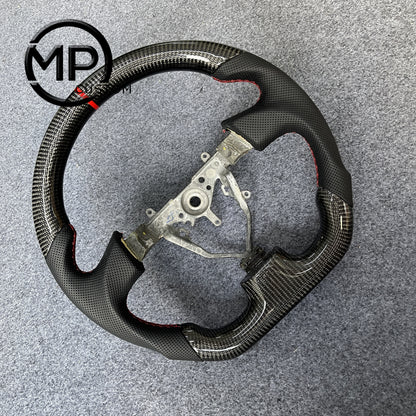 MPCUSTOM Fit For Subaru 2003-2007 WRX STI/2005-2007 Legacy carbon fiber steering wheel black perforated leather red center line