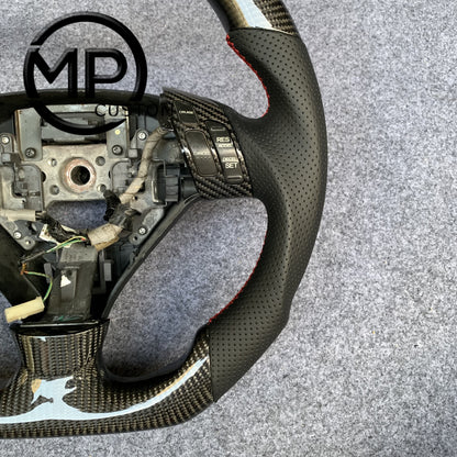 MPCUSTOM Fit For Honda 7th gen&nbsp; Accord Sedan TESTED LX 2003-2007/Inspire/Accord UC1 UC3 CM5 CM6 carbon fiber steering wheel black perforated leather red center line