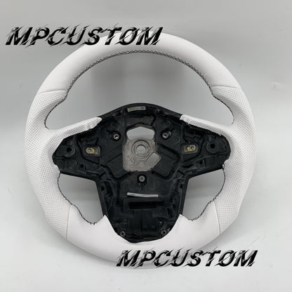 Mpcustom for Toyota Supra 2020 carbon fiber steering wheel white perforated leather