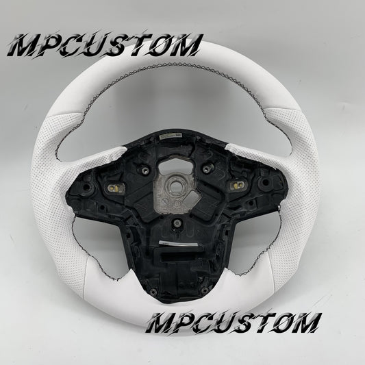 Mpcustom for Toyota Supra 2020 carbon fiber steering wheel white perforated leather