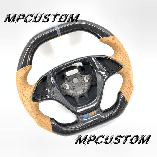 Mpcustom for Chevrolet Corvette C7 2014-2019 carbon fiber steering wheel brown stitching