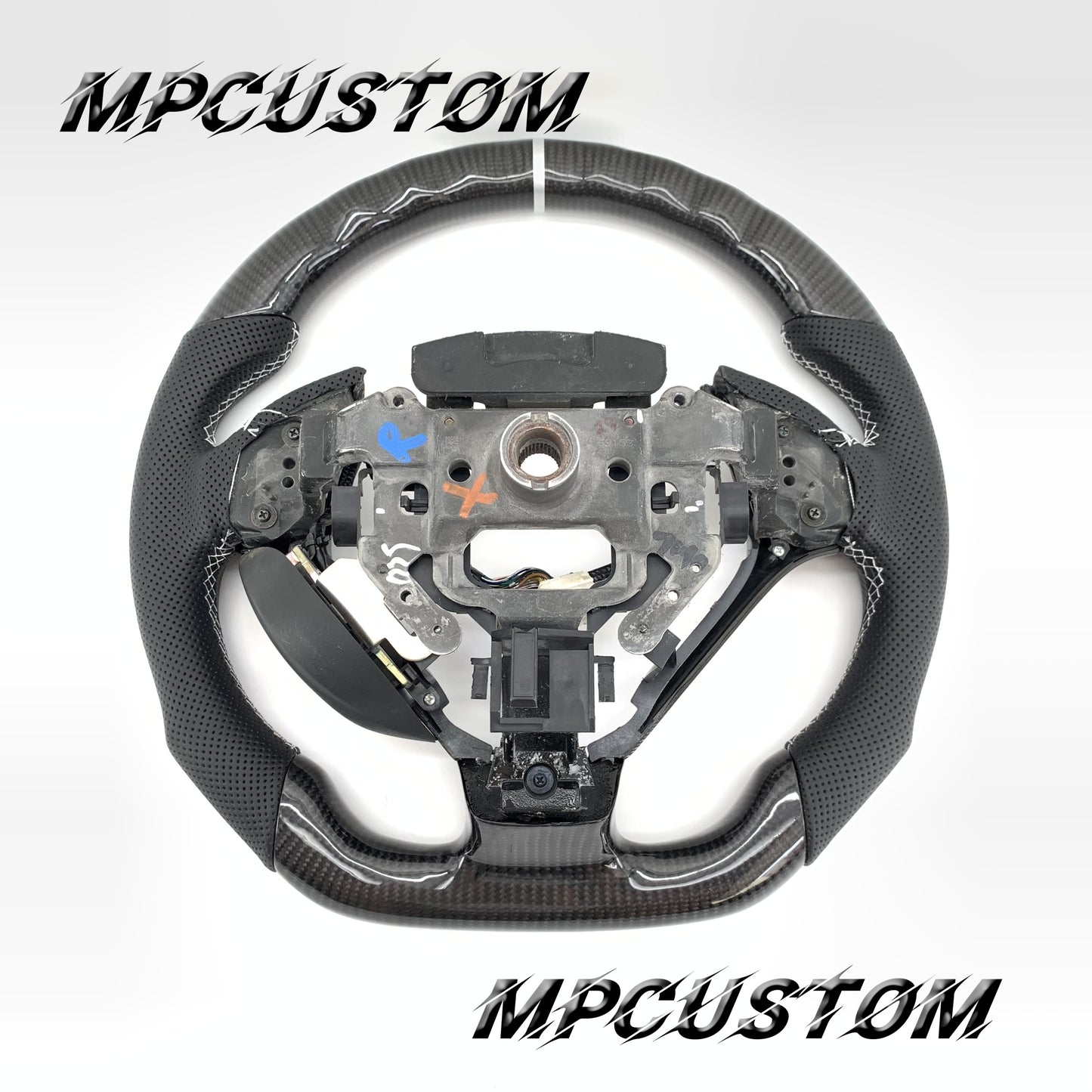 Mpcustom for Acura TL 2007-2008 carbon fiber steering wheel perforated leather