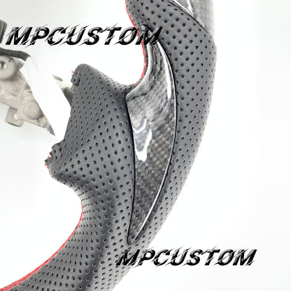 Mpcustom for Nissan 370z Juke z34 carbon fiber steering wheel gloss and red stitching