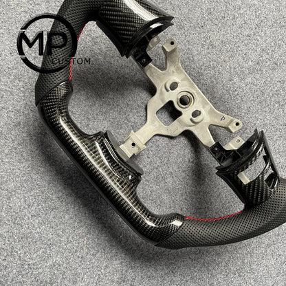 MPCUSTOM Fit For Chevrolet Corvette C6 Z06 2006-2011 carbon fiber steering wheel black smooth leather red center line