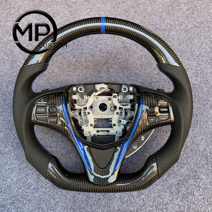 MPCUSTOM Fit For Acura MDX 2018-2022/TLX TYPE S 2015-2018 carbon fiber steering wheel black perforated leather blue center line