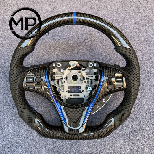 MPCUSTOM Fit For Acura MDX 2018-2022/TLX TYPE S 2015-2018 carbon fiber steering wheel black perforated leather blue center line