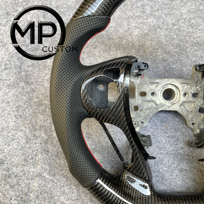 MPCUSTOM Fit For Honda 9th gen Accord SPORT 4 DOOR SEDAN 2013-2017/Crosstour 2013-2015/Ridgeline 2017-2020 carbon fiber steering wheel black perforated leather