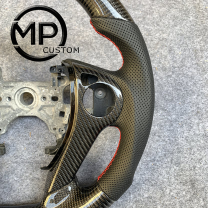 MPCUSTOM Fit For Honda 9th gen Accord SPORT 4 DOOR SEDAN 2013-2017/Crosstour 2013-2015/Ridgeline 2017-2020 carbon fiber steering wheel black perforated leather