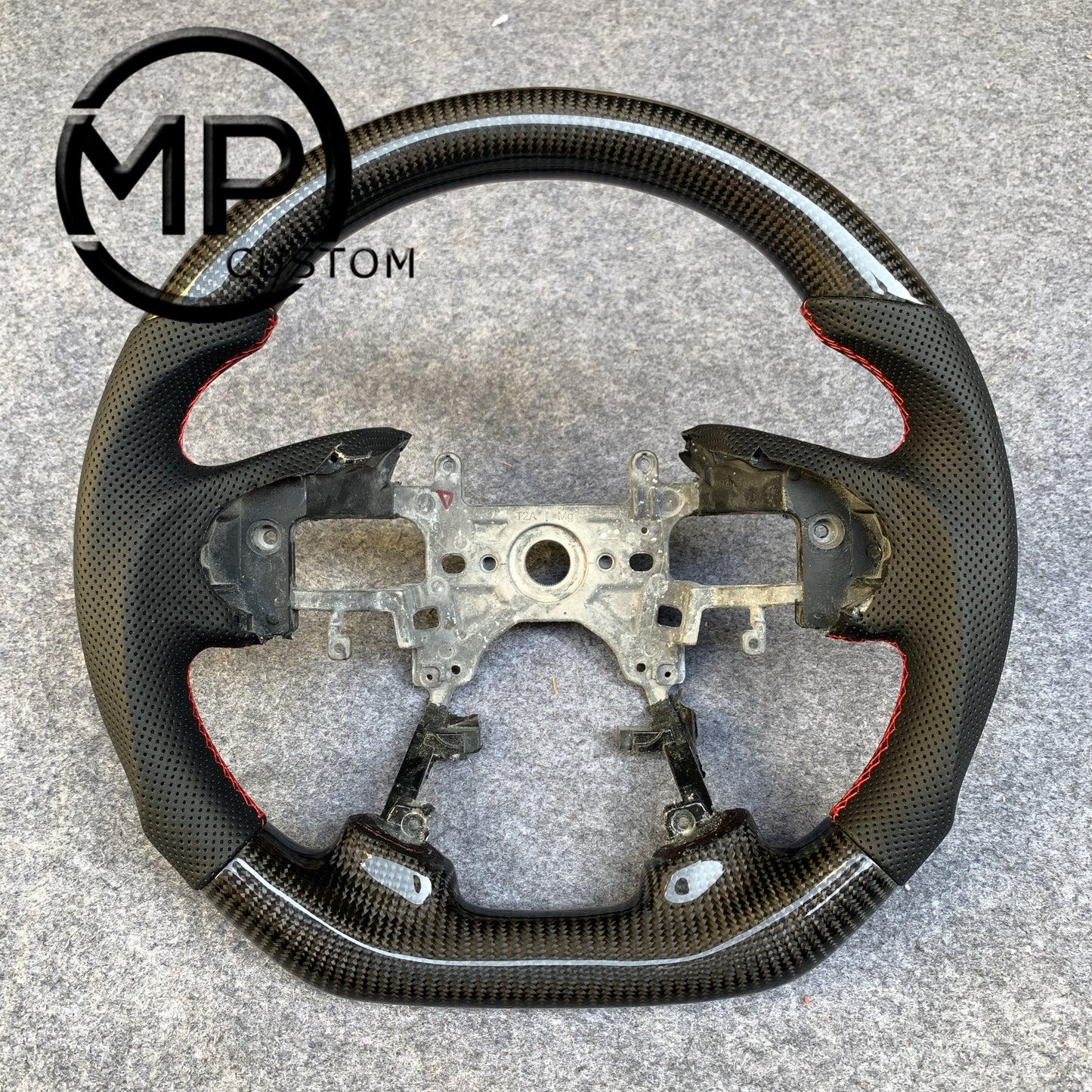 MPCUSTOM Fit For Honda 9th gen Accord SPORT 4 DOOR SEDAN 2013-2017/Crosstour 2013-2015/Ridgeline 2017-2020 carbon fiber steering wheel black perforated leather