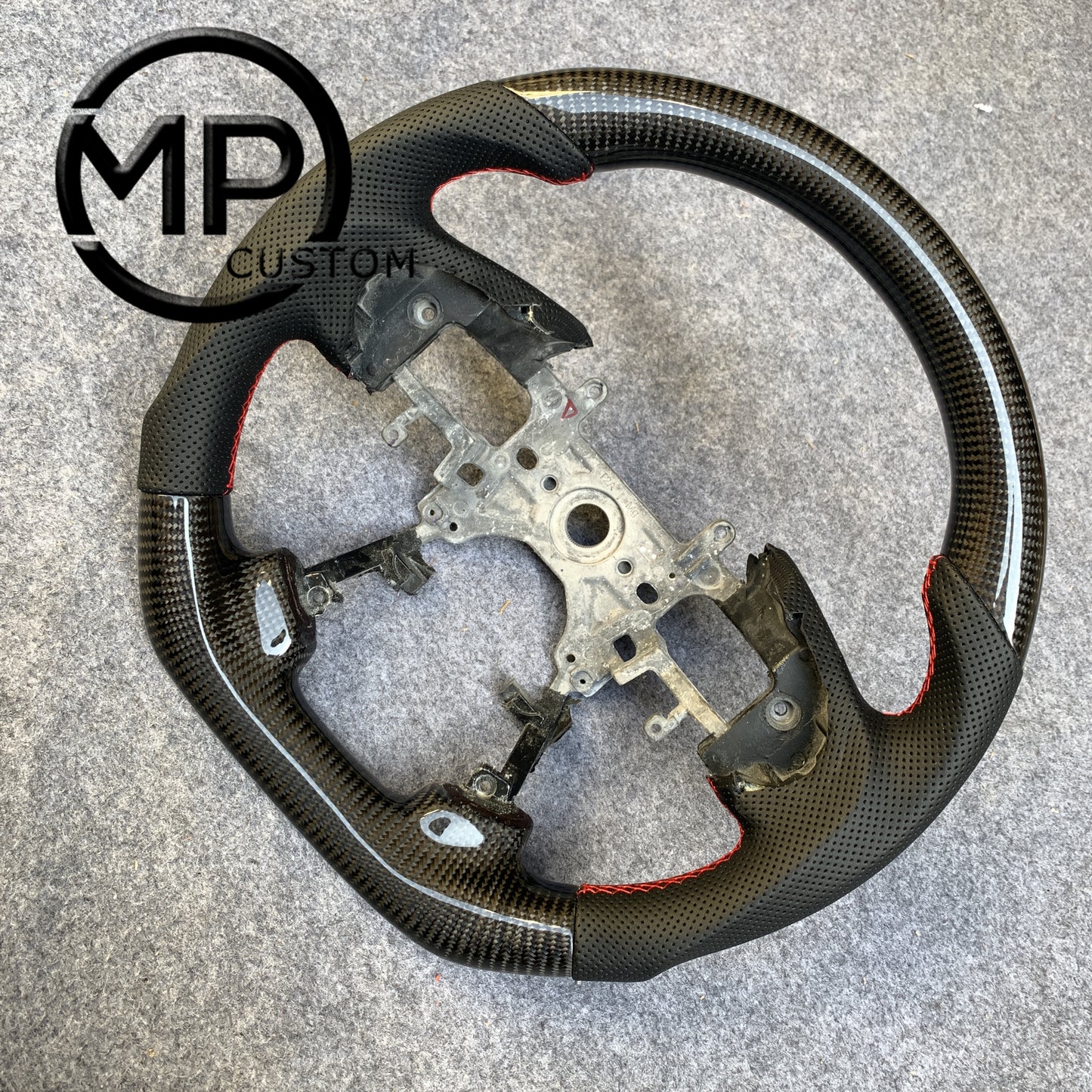 MPCUSTOM Fit For Honda 9th gen Accord SPORT 4 DOOR SEDAN 2013-2017/Crosstour 2013-2015/Ridgeline 2017-2020 carbon fiber steering wheel black perforated leather