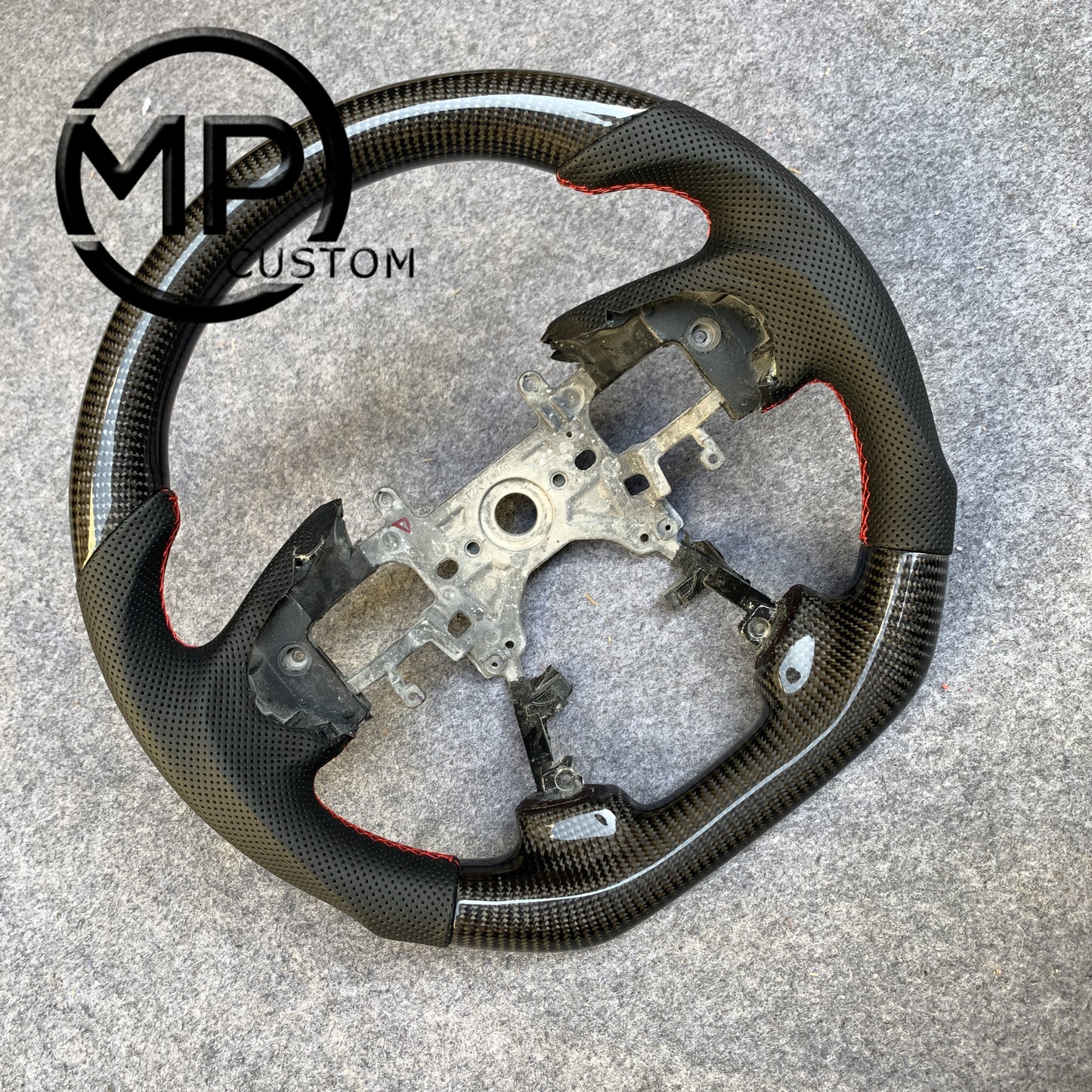 MPCUSTOM Fit For Honda 9th gen Accord SPORT 4 DOOR SEDAN 2013-2017/Crosstour 2013-2015/Ridgeline 2017-2020 carbon fiber steering wheel black perforated leather