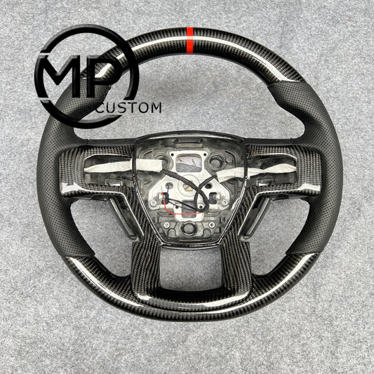 MPCUSTOM Fit For Ford mustang F150 2015-2019  carbon fiber steering wheel black perforated leather red line heating