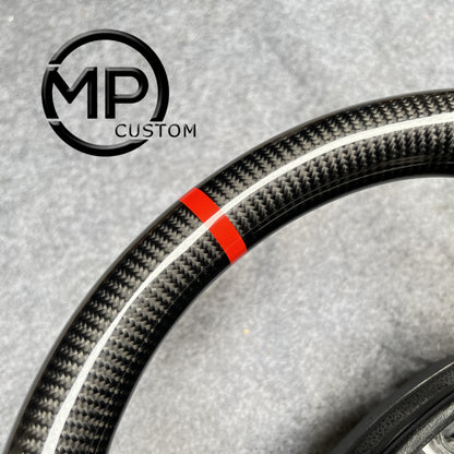 MPCUSTOM Fit For Ford mustang F150 2015-2019  carbon fiber steering wheel black perforated leather red line heating