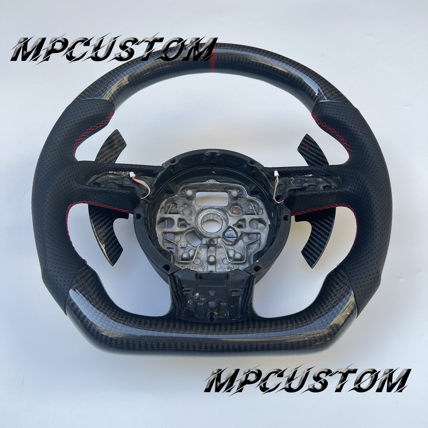 Mpcustom for Audi B8 A6 carbon fiber steering wheel red stripe line