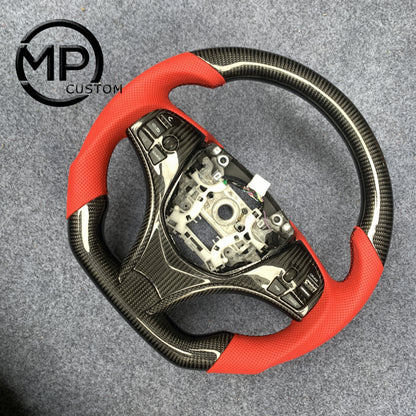 MPCUSTOM Fit For Acura MDX 2014-2017 carbon fiber steering wheel red perforated leather