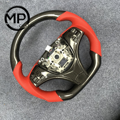 MPCUSTOM Fit For Acura MDX 2014-2017 carbon fiber steering wheel red perforated leather