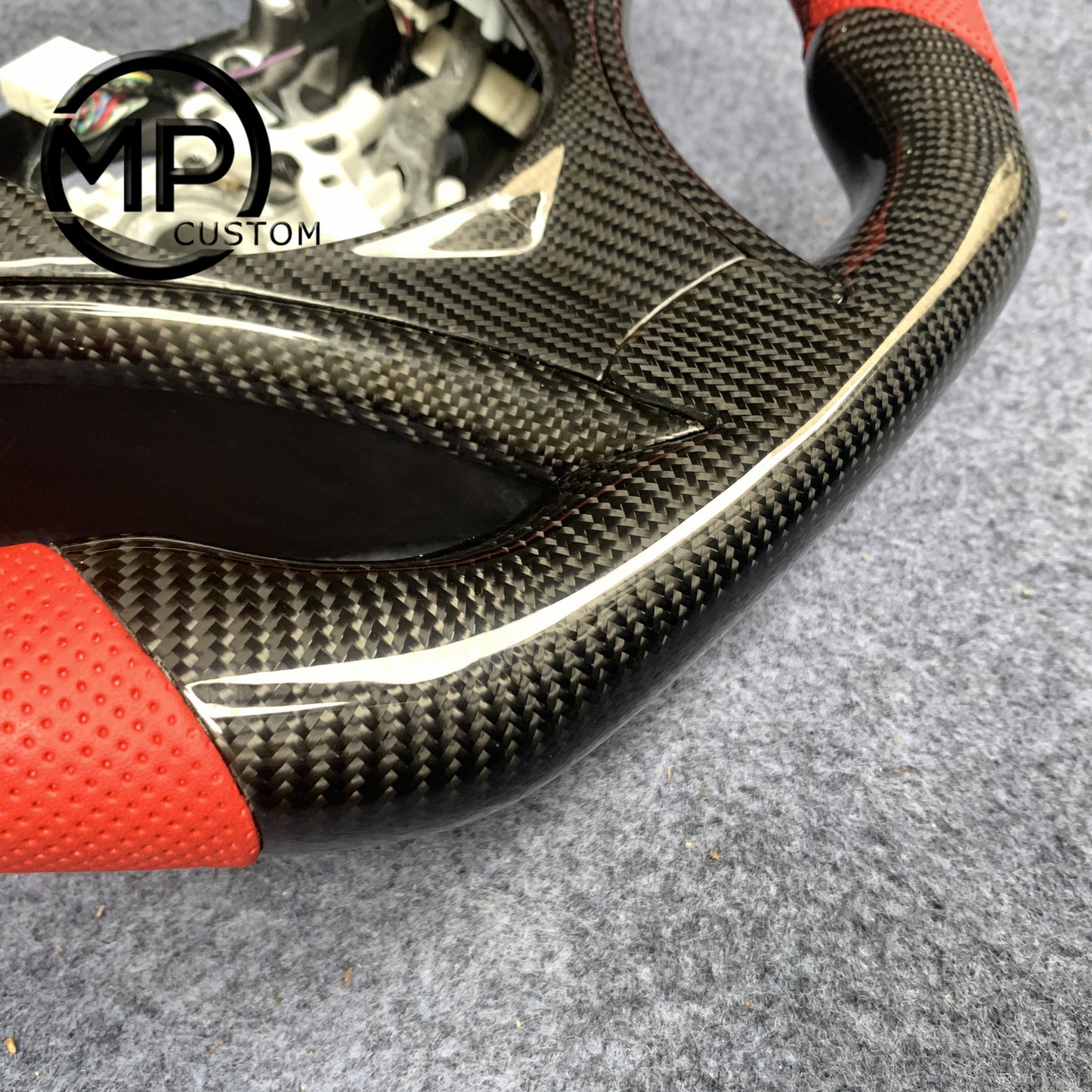 MPCUSTOM Fit For Acura MDX 2014-2017 carbon fiber steering wheel red perforated leather