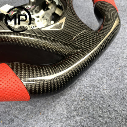 MPCUSTOM Fit For Acura MDX 2014-2017 carbon fiber steering wheel red perforated leather