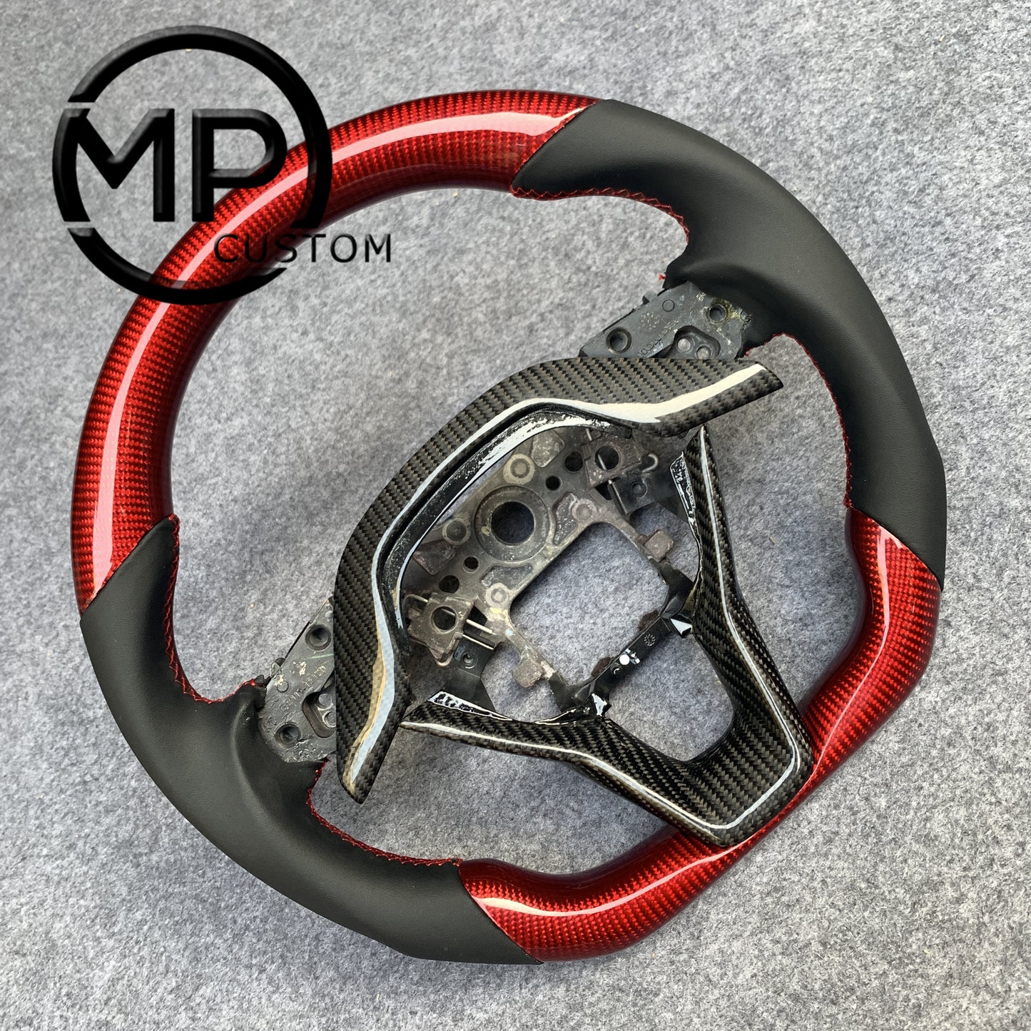MPCUSTOM Fit For Honda 10th gen Accord/EXL EX LX 2018-2022/Insight 2019-2021 red carbon fiber steering wheel black smooth leather