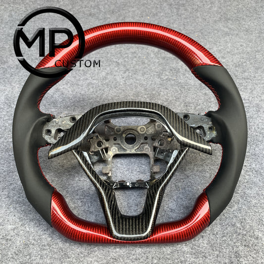 MPCUSTOM Fit For Honda 10th gen Accord/EXL EX LX 2018-2022/Insight 2019-2021 red carbon fiber steering wheel black smooth leather