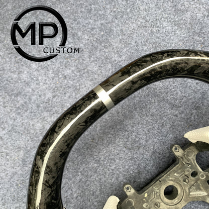 MPCUSTOM Fit For Honda 9th gen Accord SPORT 4 DOOR SEDAN 2013-2017/Crosstour 2013-2015/Ridgeline 2017-2020 forger carbon fiber steering wheel white perforated leather white center line