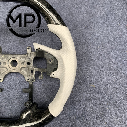 MPCUSTOM Fit For Honda 9th gen Accord SPORT 4 DOOR SEDAN 2013-2017/Crosstour 2013-2015/Ridgeline 2017-2020 forger carbon fiber steering wheel white perforated leather white center line