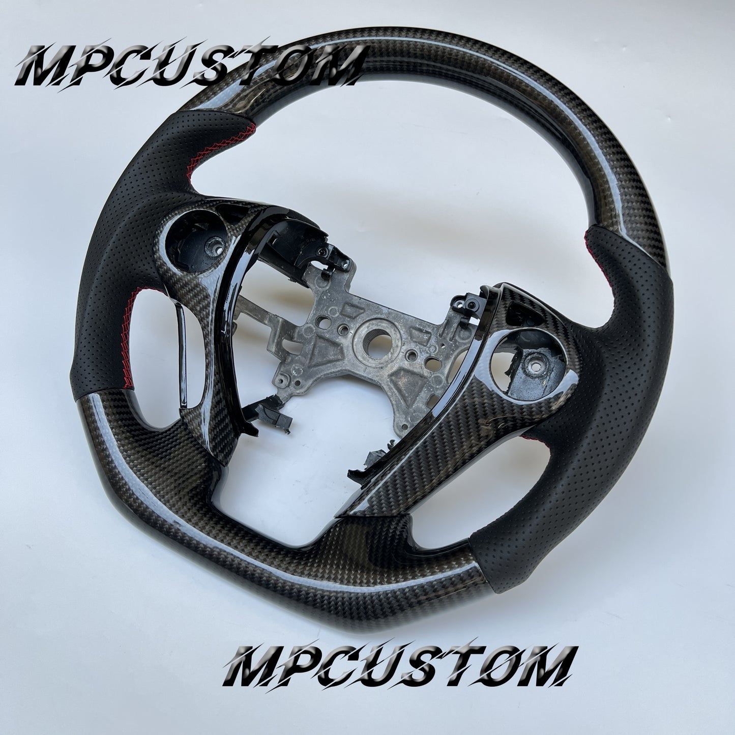 Mpcustom for Honda 9th gen Accord 2013-2017 carbon fiber steering wheel red stitching and round top