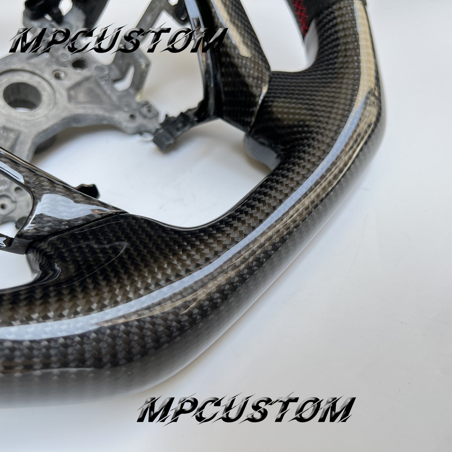 Mpcustom for Honda 9th gen Accord 2013-2017 carbon fiber steering wheel red stitching and round top