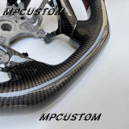 Mpcustom for Honda 9th gen Accord 2013-2017 carbon fiber steering wheel red stitching and round top