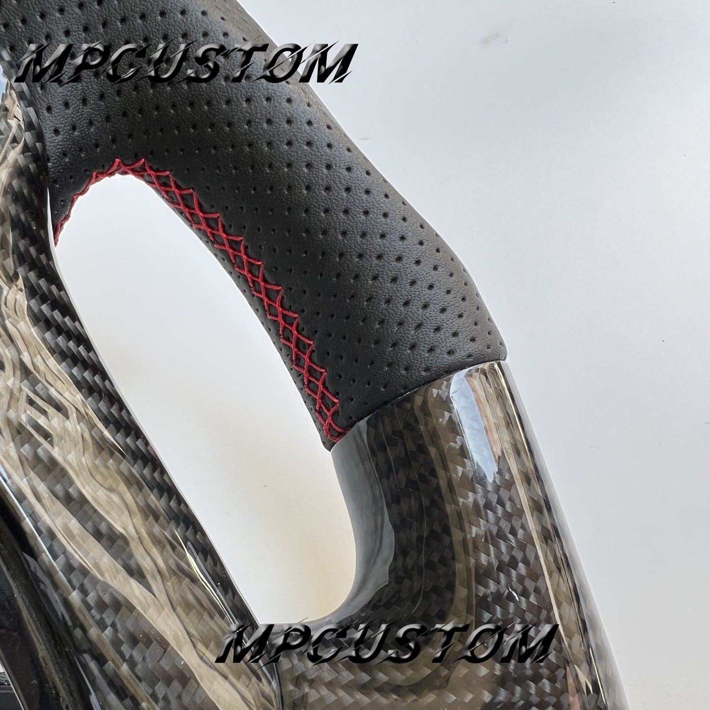 Mpcustom for Honda 9th gen Accord 2013-2017 carbon fiber steering wheel red stitching and round top