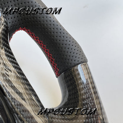 Mpcustom for Honda 9th gen Accord 2013-2017 carbon fiber steering wheel red stitching and round top