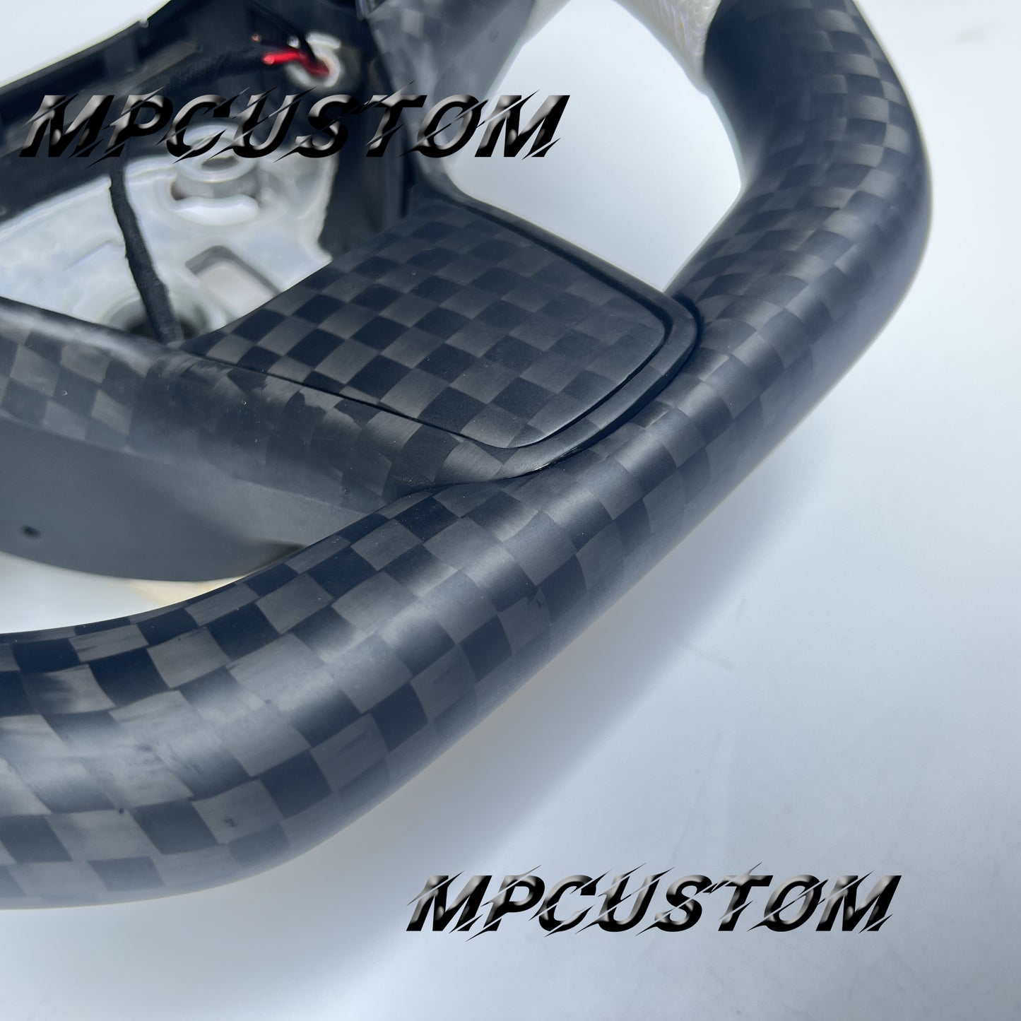 Mpcustom for Tesla model 3 Y carbon fiber steering wheel white perforated leather