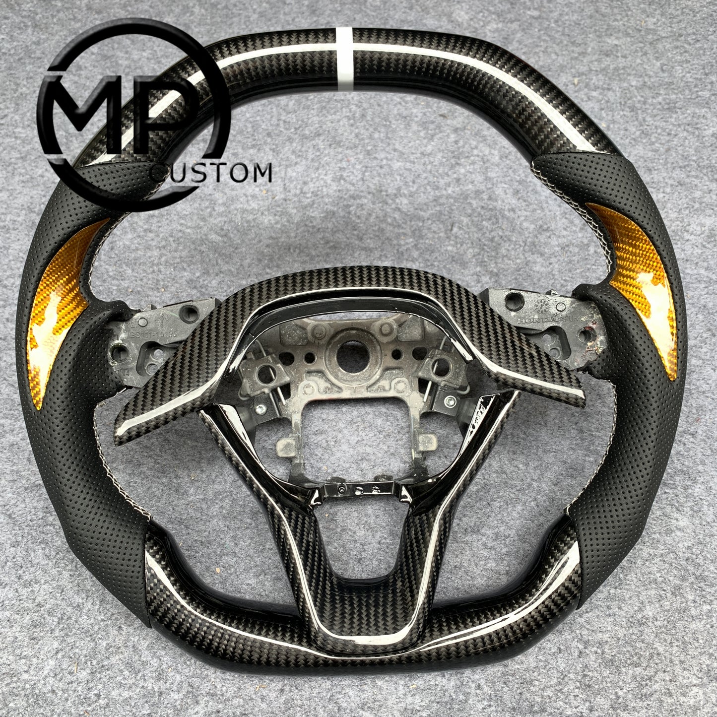 MPCUSTOM Fit For Honda 10th gen Accord/EXL EX LX 2018-2022/Insight 2019-2021 red carbon fiber steering wheel black perforated leather thumb grips