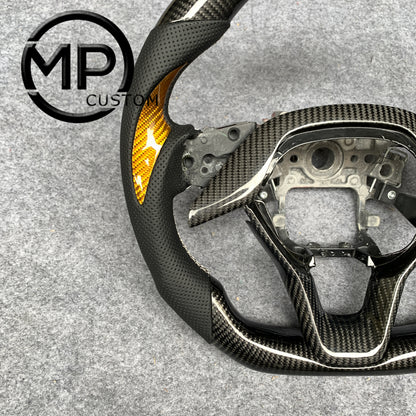 MPCUSTOM Fit For Honda 10th gen Accord/EXL EX LX 2018-2022/Insight 2019-2021 red carbon fiber steering wheel black perforated leather thumb grips