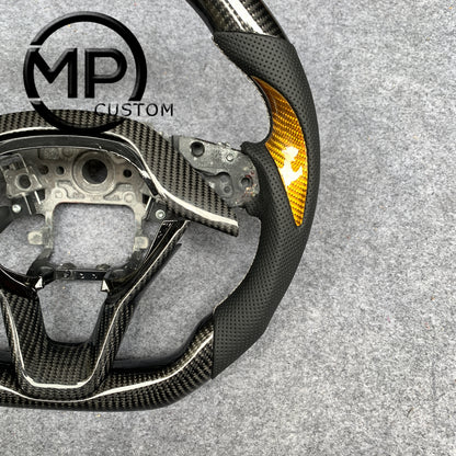 MPCUSTOM Fit For Honda 10th gen Accord/EXL EX LX 2018-2022/Insight 2019-2021 red carbon fiber steering wheel black perforated leather thumb grips