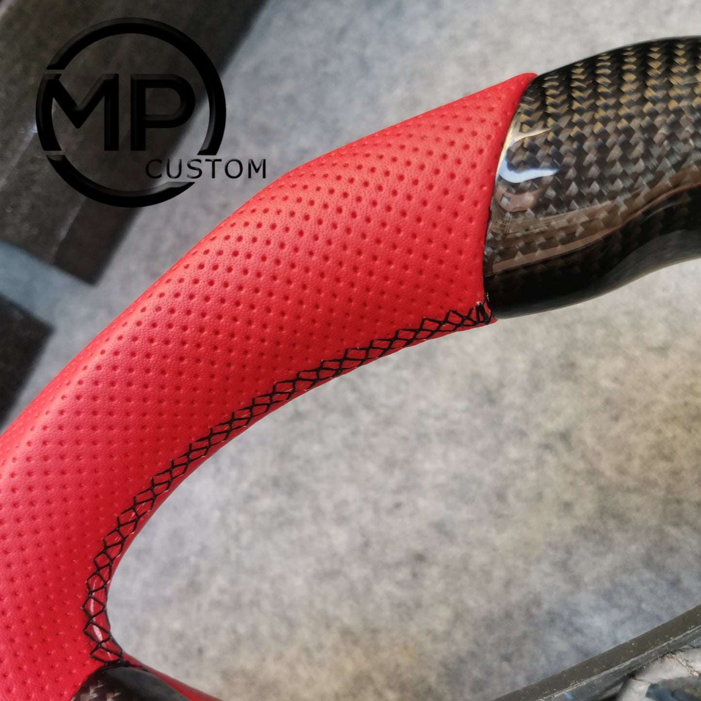 MPCUSTOM Fit For Honda 7th gen&nbsp; Accord Sedan TESTED LX 2003-2007/Inspire/Accord UC1 UC3 CM5 CM6 carbon fiber steering wheel red perforated leather